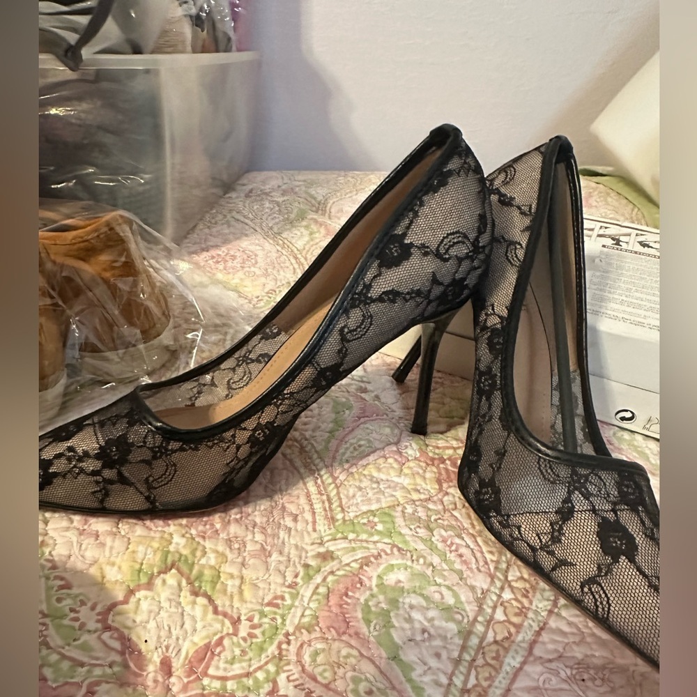 Chic Black Lace Heels by Hotter - Picture 2 of 4